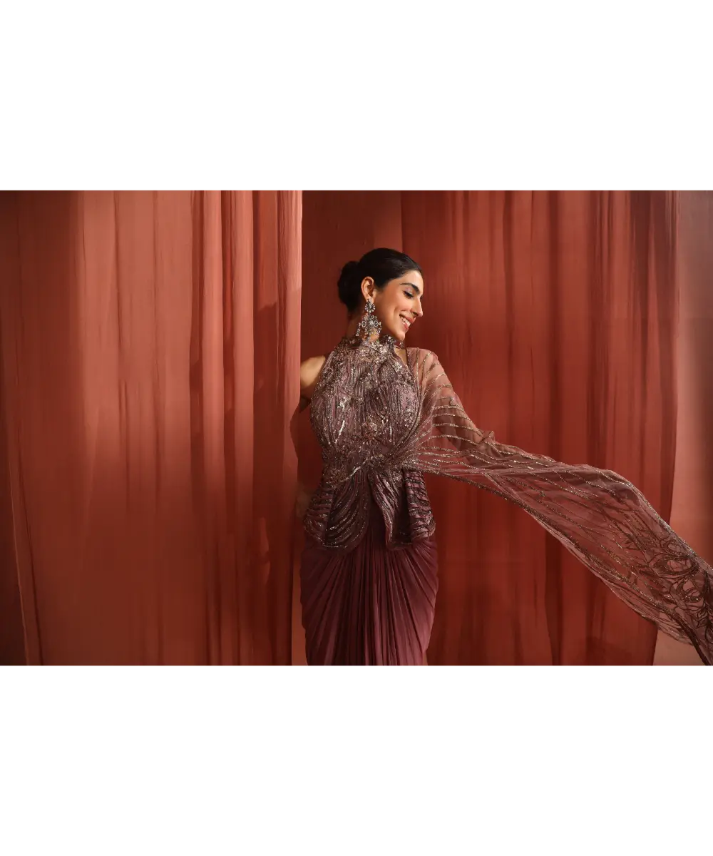ADAARA COUTURE - Blossom Peplum Saree